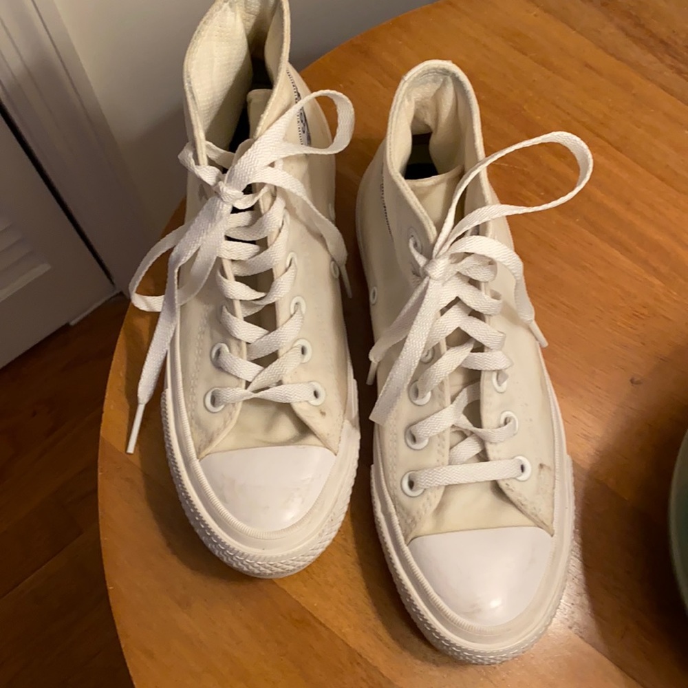 All white hightop Converse All Star